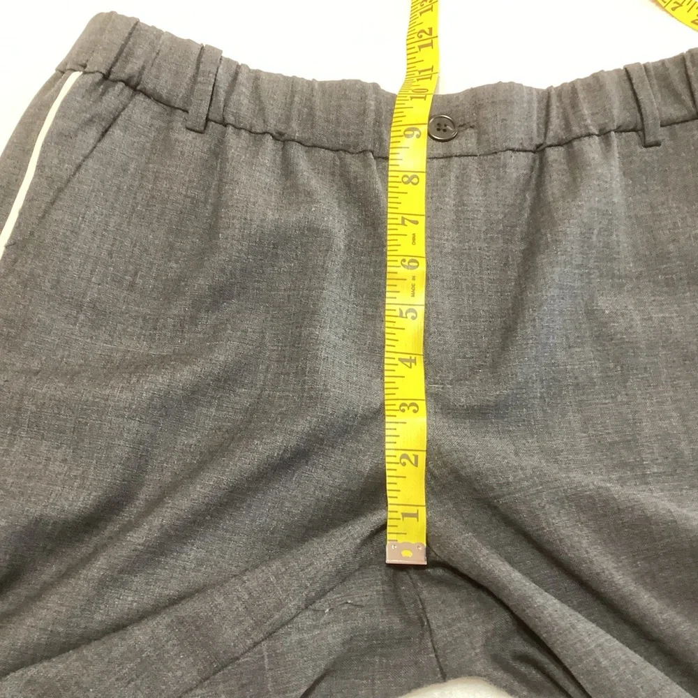 J. Crew Wool Blend Party PJ Pants Trousers Gray White Piping Size 6 Cozy Chic